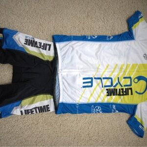 Lifetime Cycle Blue and Yellow Cycling Jersey and Shorts